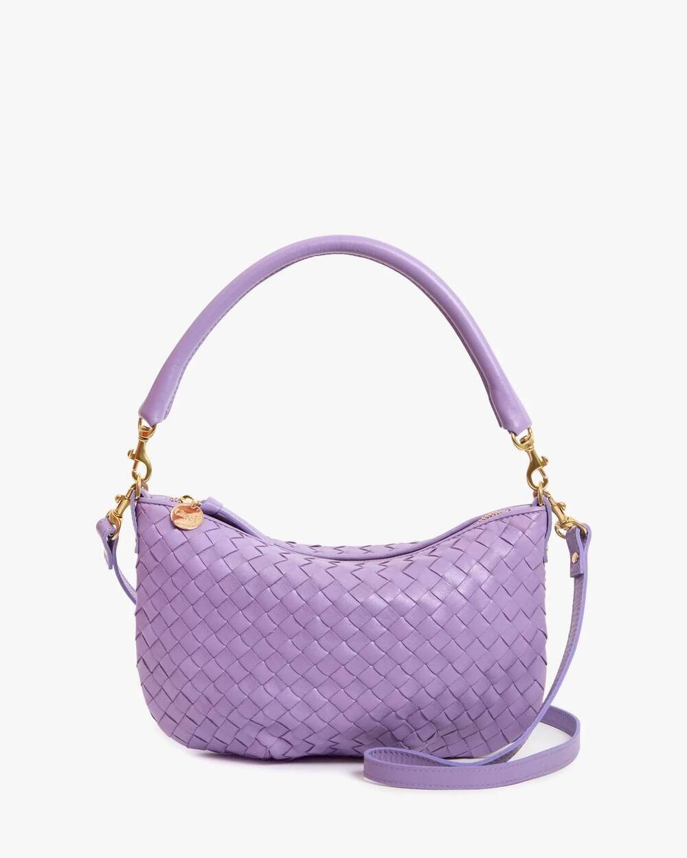 NEW CLARE V. women's petit moyen woven leather messenger bag in jacaranda